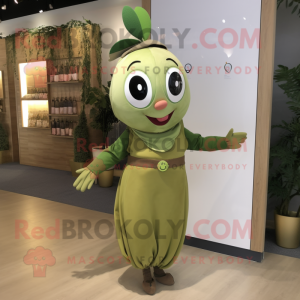 Olive Pendant mascot costume character dressed with a Blouse and Handbags