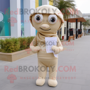 Beige Love Letter mascot costume character dressed with a Romper and Scarves