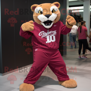 Maroon Puma maskot kostume...