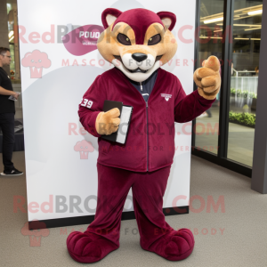 Maroon Puma maskot kostume...