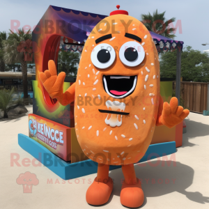 Orange Enchiladas mascot costume character dressed with a Bikini and Earrings