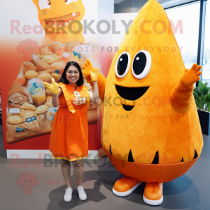 Orange Enchiladas mascot costume character dressed with a Bikini and Earrings