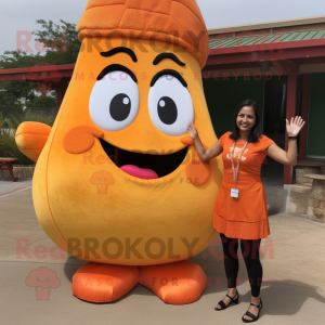 Orange Enchiladas mascot costume character dressed with a Bikini and Earrings