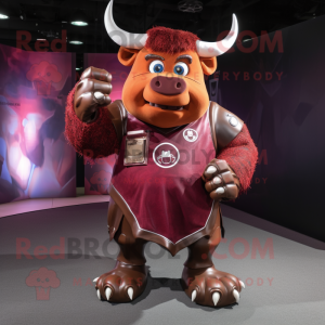 Maroon Bull maskot kostume...