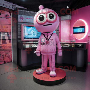 Pink Gyro mascot costume character dressed with a Playsuit and Tie pins