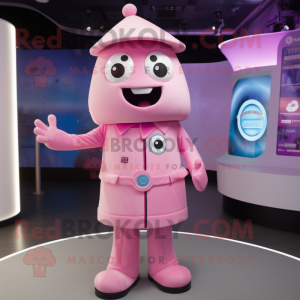 Pink Gyro mascot costume character dressed with a Playsuit and Tie pins