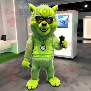 Lime Green Wolf maskot...