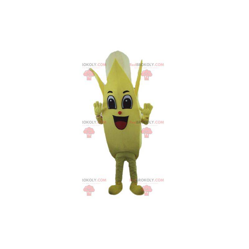 Mascotte de banane jaune et blanche géante - Redbrokoly.com