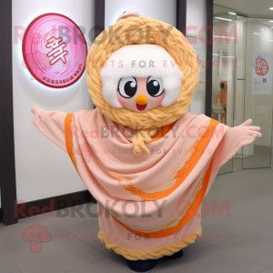 Peach Ramen mascot costume character dressed with a Circle Skirt and Scarf clips