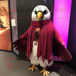 Magenta Falcon mascot costume character dressed with a Chinos and Shawl pins
