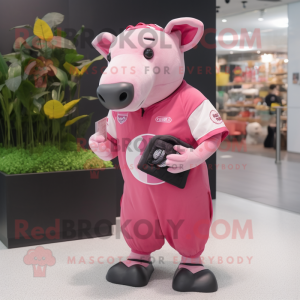 Pink Tapir maskot kostume...