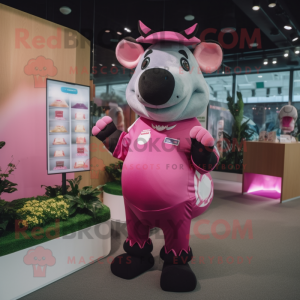 Pink Tapir maskot kostume...