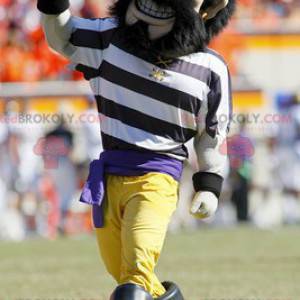 Mascotte de pirate avec une barbe un bandana et un cache-œil -