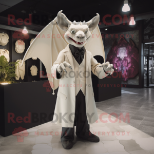 Cream Gargoyle mascot costume character dressed with a Coat and Ties