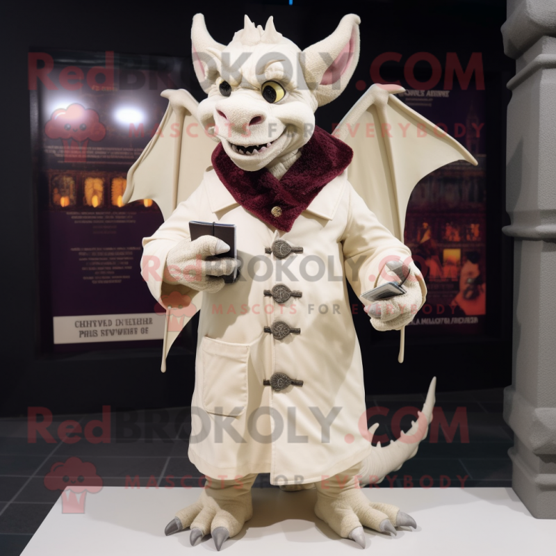 Cream Gargoyle mascot costume character dressed with a Coat and Ties