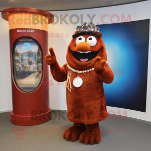 Rust Engagement Ring mascot costume character dressed with a Maxi Dress and Bracelet watches