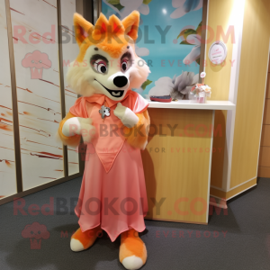 Peach Wolf maskot drakt...