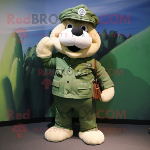 Green Navy Seal mascot costume character dressed with a Cargo Shorts and Hats