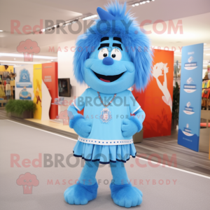 Sky Blue Chief mascot costume character dressed with a Bermuda Shorts and Earrings