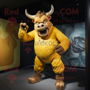 Gul Minotaur maskot kostume...