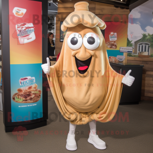 Tan Fried Calamari mascot costume character dressed with a Playsuit and Beanies