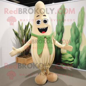 Tan Asparagus mascot costume character dressed with a Romper and Shoe clips