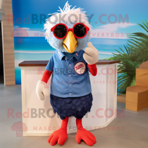 Navy Chicken Parmesan mascot costume character dressed with a Bermuda Shorts and Sunglasses