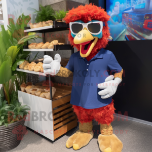 Navy Chicken Parmesan mascot costume character dressed with a Bermuda Shorts and Sunglasses