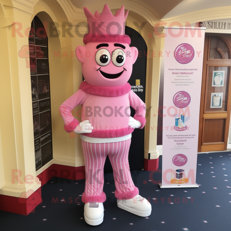 Pink Irish Castle mascot costume character dressed with a Bootcut Jeans and Cufflinks Pink Irish Castle mascot costume character dressed with a Bootcut Jeans and Cufflinks