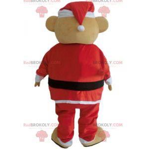 Mascote ursinho de pelúcia com roupa de Papai Noel -