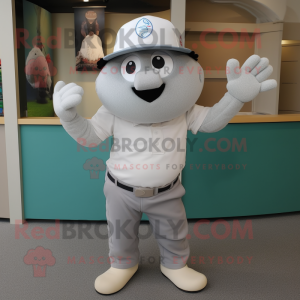 Gray But mascot costume character dressed with a Polo Shirt and Caps
