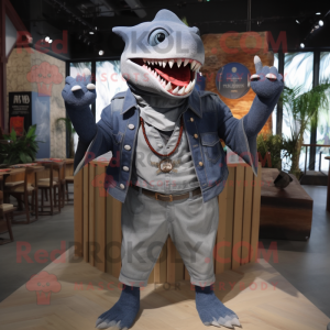 Grijs Megalodon mascotte...