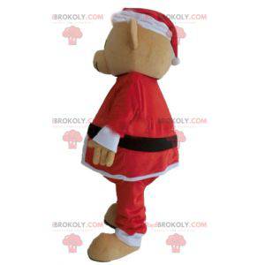 Mascote ursinho de pelúcia com roupa de Papai Noel -