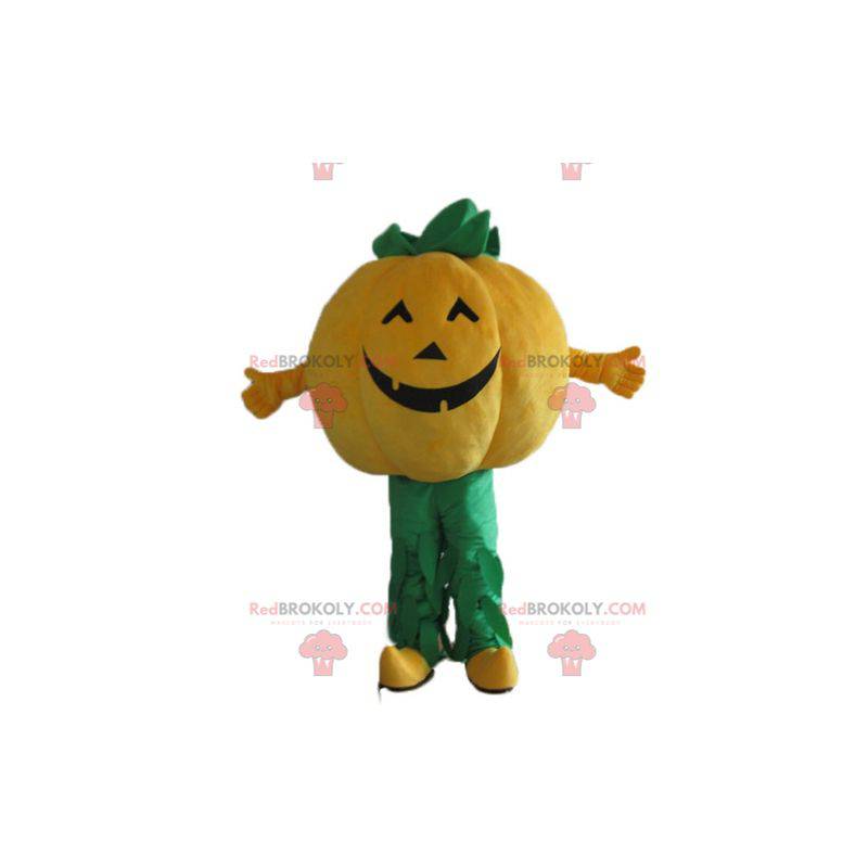 Mascotte de citrouille géante orange et verte - Redbrokoly.com