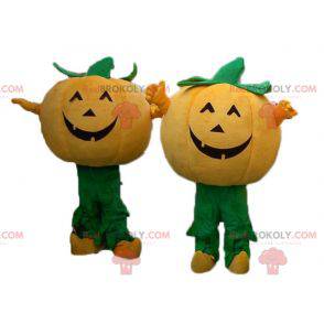 Reusachtige oranje en groene pompoenmascotte - Redbrokoly.com
