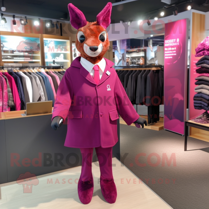 Magenta Roe Deer mascot costume character dressed with a Coat and Ties