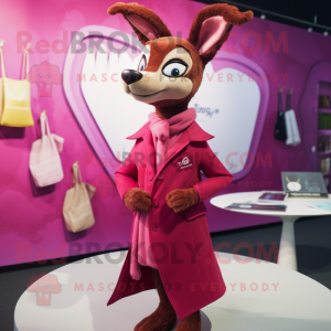 Magenta Roe Deer mascot costume character dressed with a Coat and Ties