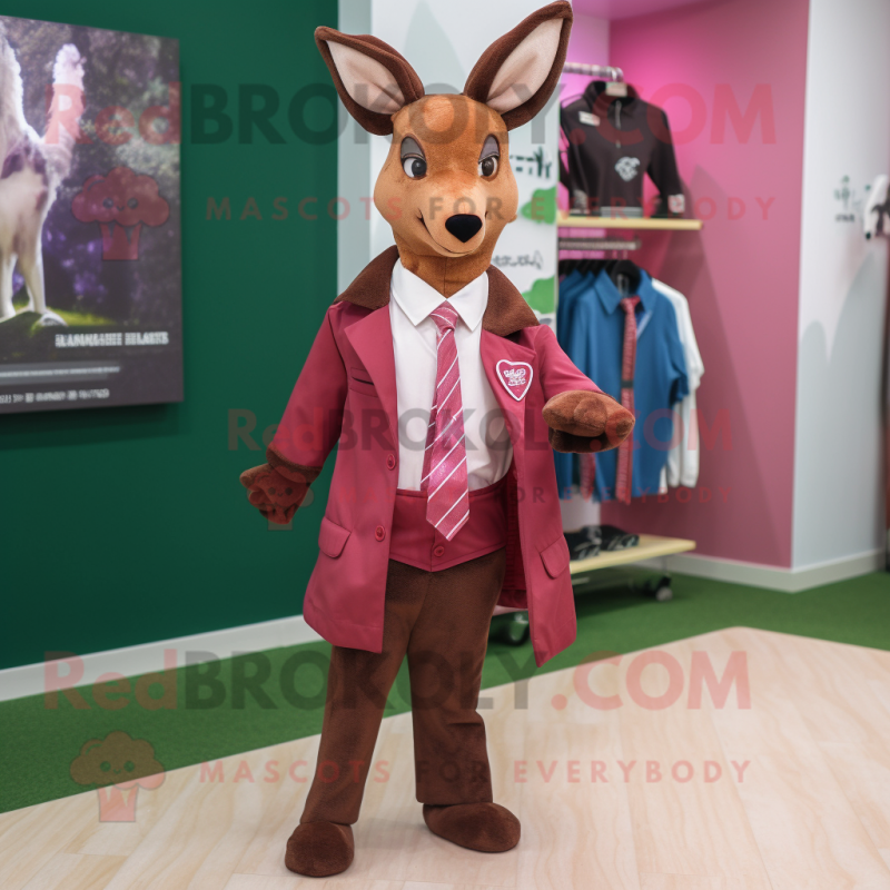 Magenta Roe Deer mascot costume character dressed with a Coat and Ties