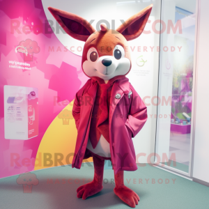 Magenta Roe Deer mascot costume character dressed with a Coat and Ties