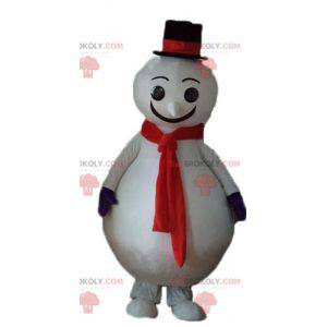 Grande mascote vermelho e preto do boneco de neve -