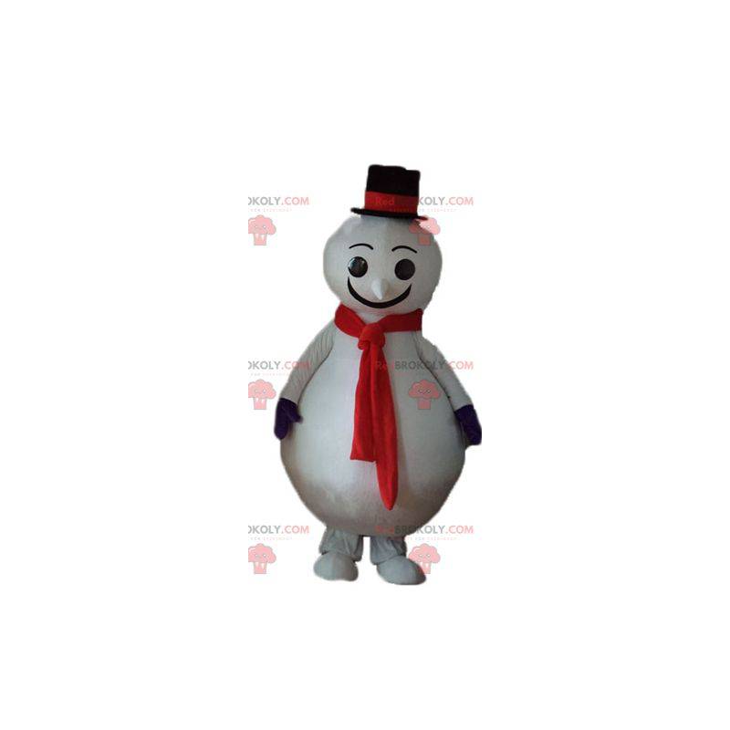 Mascota de muñeco de nieve rojo y negro grande - Redbrokoly.com