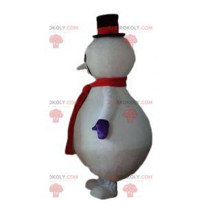 Grande mascote vermelho e preto do boneco de neve -