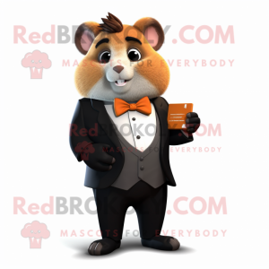 Rust Hamster mascot costume character dressed with a Tuxedo and Pocket squares