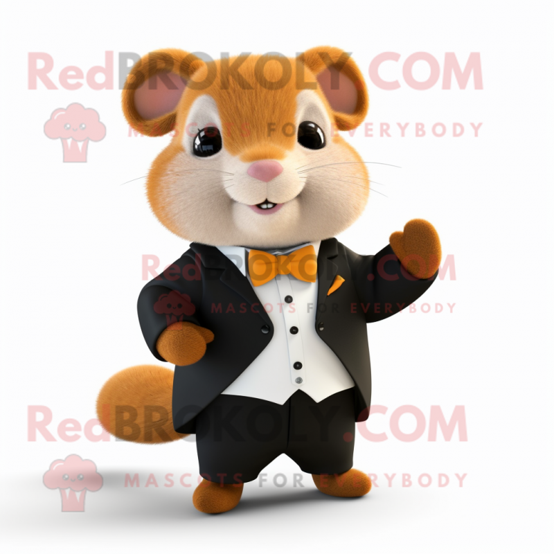 Rust Hamster mascot costume character dressed with a Tuxedo and Pocket squares Rust Hamster mascot costume character dressed with a Tuxedo and Pocket squares