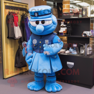 Blue Special Air Service mascot costume character dressed with a Mini Skirt and Wallets