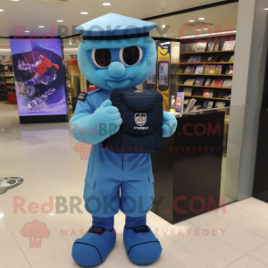 Blue Special Air Service mascot costume character dressed with a Mini Skirt and Wallets