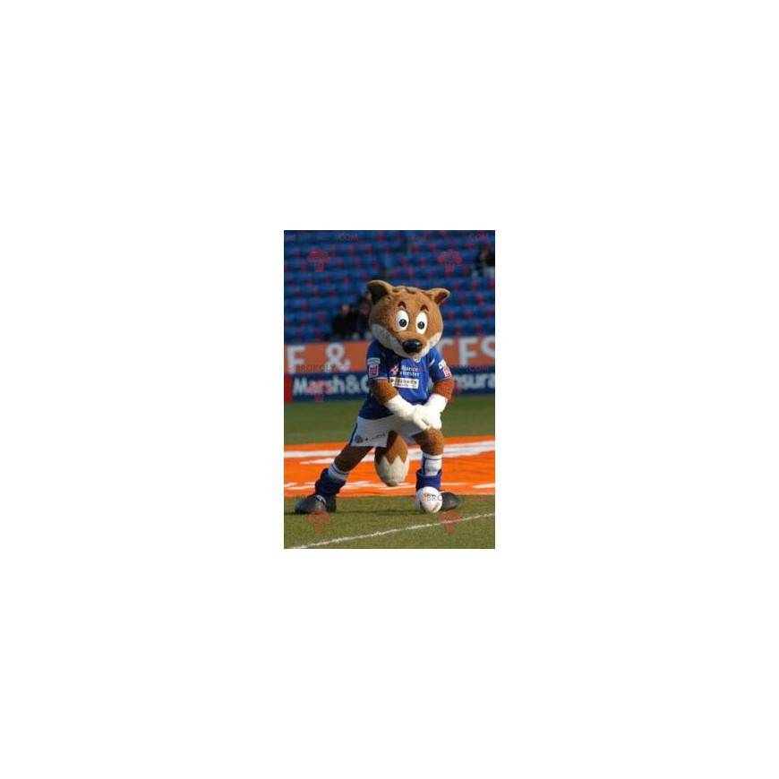 Mascota de zorro marrón en ropa deportiva - Redbrokoly.com