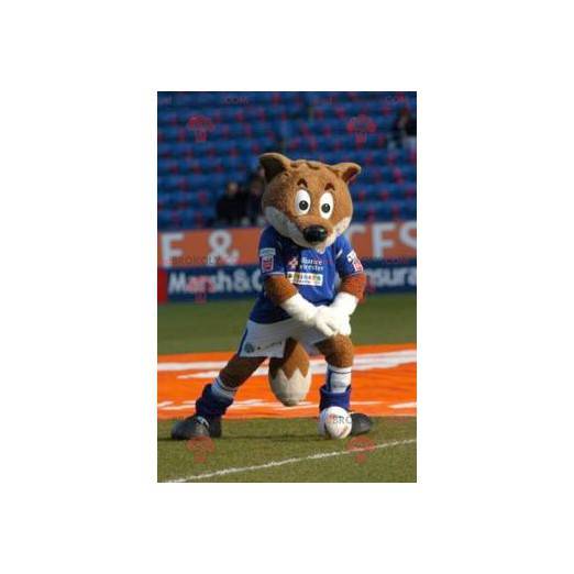 Mascota de zorro marrón en ropa deportiva - Redbrokoly.com