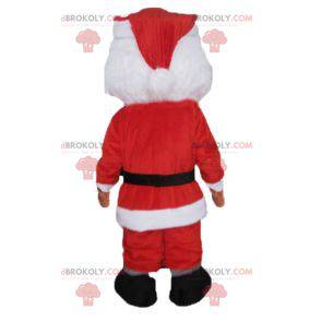 Mascota de Santa Claus vestida de rojo y blanco con barba -