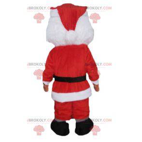 Weihnachtsmann-Maskottchen in Rot und Weiß mit Bart gekleidet -